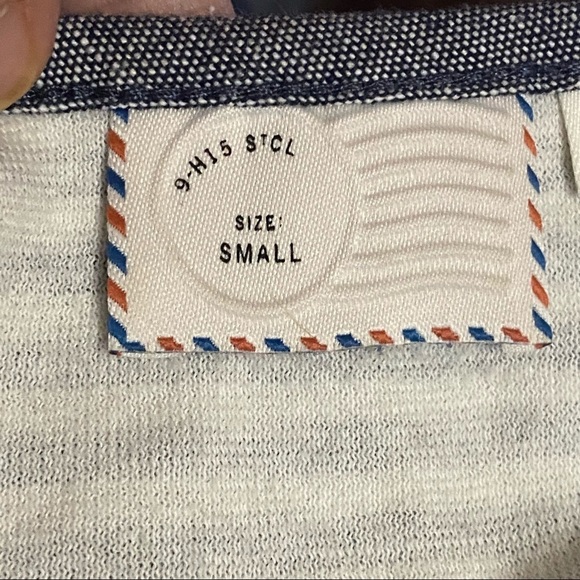 Anthropologie Postmark Navy Striped Side Slits Henley Long Tunic OB496123 - Picture 4 of 7